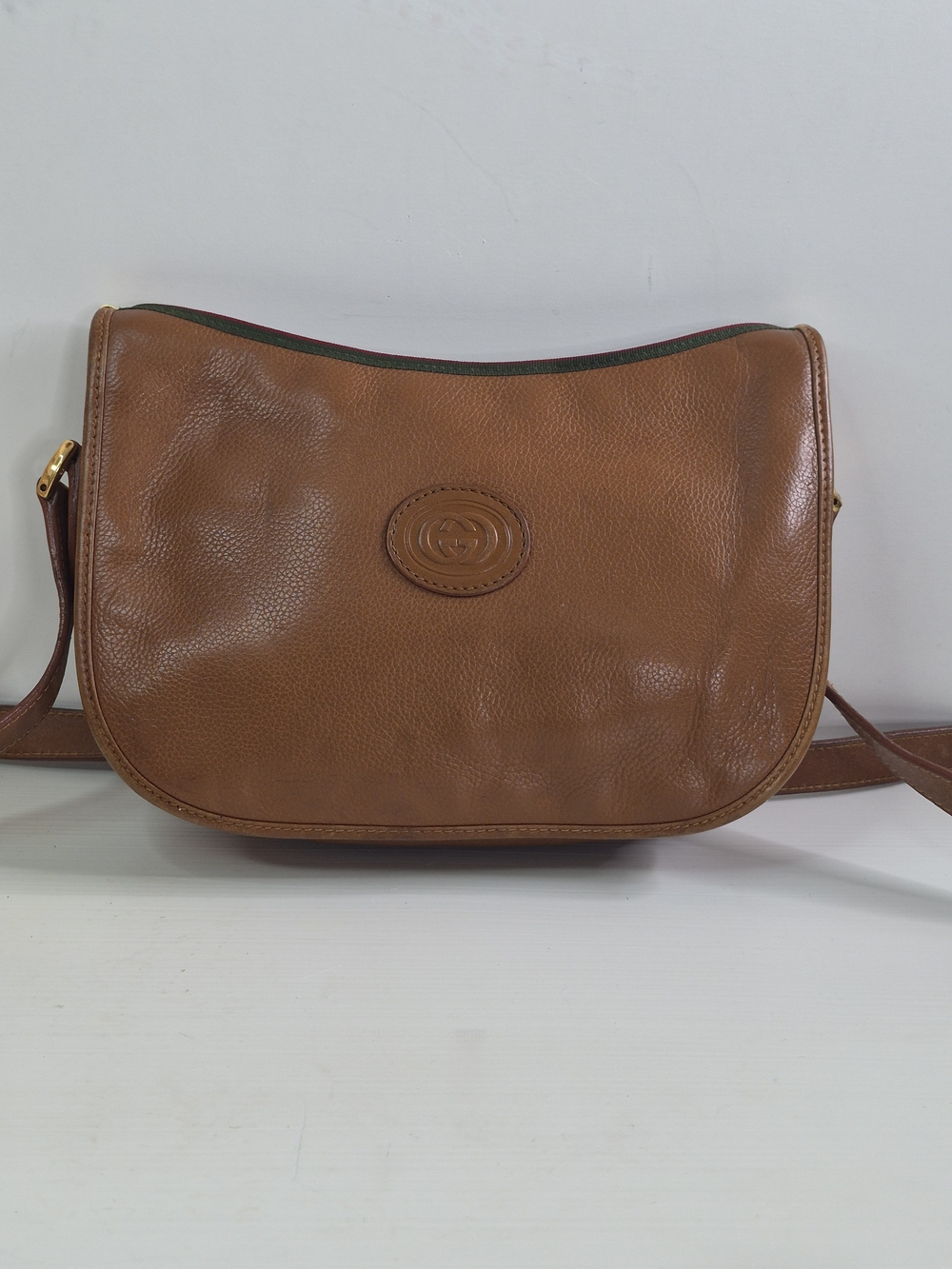 Gucci Brown Leather Crossbody Shoulder Bag